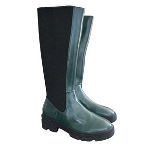 Urban Oufitters Becky Tall Boot Forest Green & Black NEW Size 7
